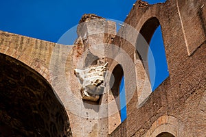 Walls of the Basilica of Maxentius and Constantine in the Roman Forum in Rome