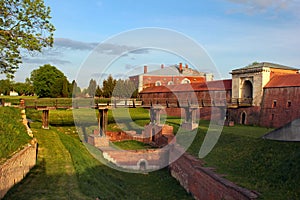 Walls and bastions of old fortress in Zamosc, Eastern Poland