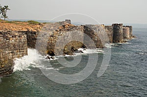 Walls and bastions of Sindhudurga fort, district Sindhudurga, Maharashtra photo