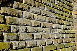 Walls of bridge from the 19th century formed by massive blocks of sandstone bosses as reminiscences of  Italian Renaissance and it