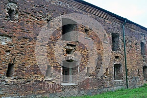 The walls of the building of the circular defensive barracks