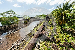 Walls and canals of Nandowas part of Nan Madol. Pohnpei, Micronesia, Oceania. photo