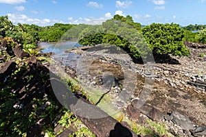 Walls and canals of Nandowas part of Nan Madol - prehistoric ruins. Pohnpei, Micronesia, Oceania. photo