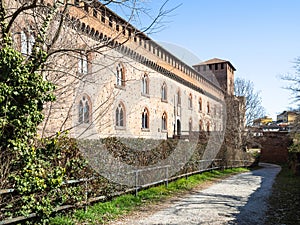 walls of Castello Visconteo in Pavia city photo