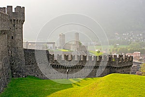 Walls of the castle Montebello in Switzerland