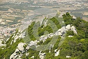 Walls of Castle of Sintra, or Castelo dos Mouros or Moorish Castle, Sintra, Portugal photo