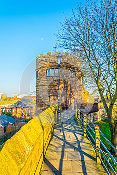 walls of Chester surrounding the old town, England