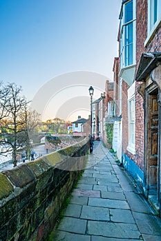 walls of Chester surrounding the old town, England