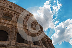 Walls of Colosseum in Rome, Italy