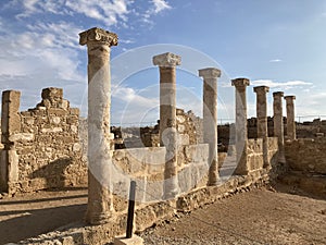 Walls and columns of the House of Theseus, Roman villa ruins at Kato Paphos Archaeological Park