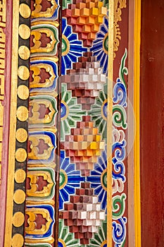 The walls decoration details in Da Zhao or Wuliang temple, Hohhot, China