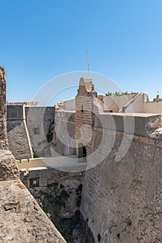 Walls and entrance moat at Santa Catalina castle, CÃ¡diz SPAIN photo