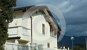 Walls of a facade of an inhabited family house