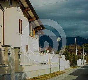 Walls of a facade of an inhabited family house