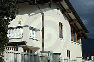 Walls of a facade of an inhabited family house