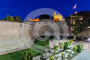 Walls of the fortified city Mdina in the Northern Region of Mal