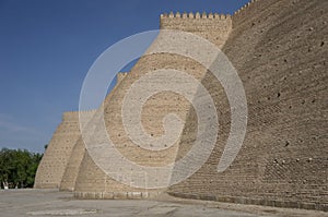 The walls of the fortress citadel in Bukhara Buxoro , Uzbekistan