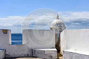 Walls and guardhouses of an old colonial fortress