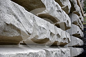 Walls of the house from the 19th century formed by massive blocks of plaster bosses as reminiscences of  Italian Renaissance and i photo