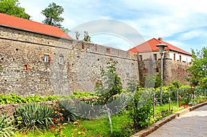 Walls and medieval Uzhhorod Castle in Ukraine