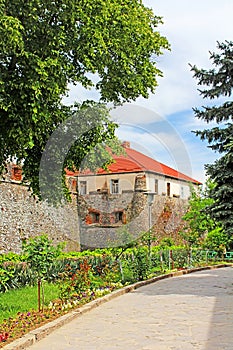 Walls and medieval Uzhhorod Castle in Ukraine