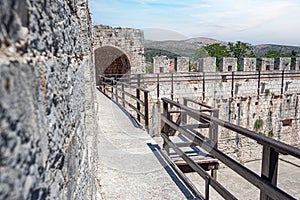 The walls of the old stone fortress.
