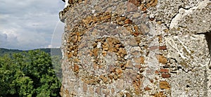 The walls of the old tower. Stone masonry that has stood in the open air for centuries. Sights of Serbia. Kula