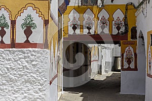 Painted walls in a street, Tetouan - Morocco