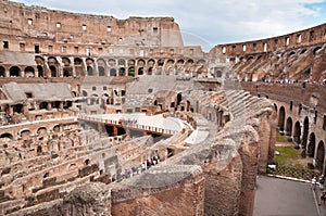 Walls and passages inside colosseum at Rome