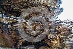 Walls and rocks inside a natural cave photo