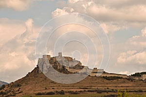 Walls of the ruin of a historic castle in the countryside Spis Slovakia