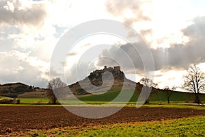 Walls of the ruin of a historic castle in the countryside Spis Slovakia