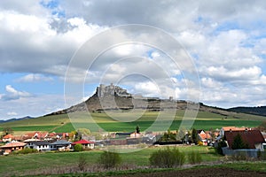 Walls of the ruin of a historic castle in the countryside Spis Slovakia