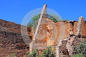 Walls of a ruined house  in mineral de pozos guanajuato, mexico