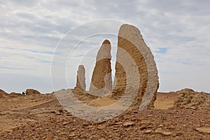 The walls and ruins of Dimeh el Sibaa Soknopaiou Nesos in Fayoum in Egypt