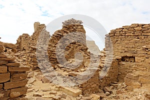 The walls and ruins of Dimeh el Sibaa Soknopaiou Nesos in Fayoum in Egypt