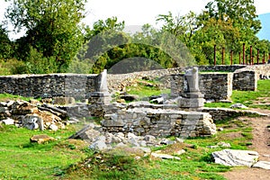 Walls and ruins in Ulpia Traiana Augusta Dacica Sarmizegetusa