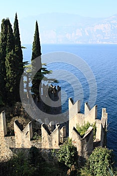 Walls of Scaliger Castle in Malcesine