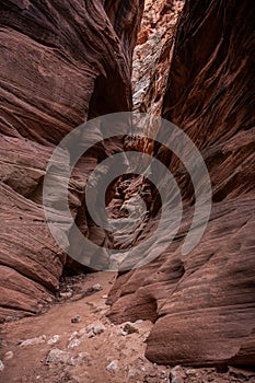 The Walls Slope From Erosion Around a Curve In Buckskin Gulch