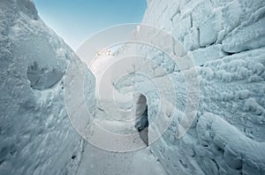 Walls in snow labirinth photo