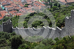 Walls of Ston city, Peljesac peninsula, Dalmatia, Croatia