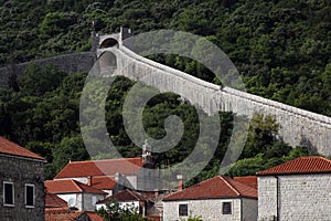 Walls of Ston city, Peljesac peninsula, Dalmatia, Croatia