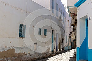 Walls and streets of the medina of Sousse, Tunisia