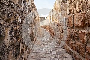 The walls surrounding the Old City of Jerusalem, ramparts walk along the top of the stone walls