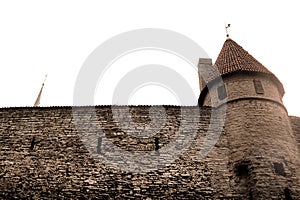 Walls of Tallinn fortress, Estonia. The walls and the many gates are still largely extant today