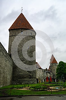 Walls of Tallinn are medieval defensive walls constructed around city of Tallinn. Rope Hill Tower Koismae torn. Estonia