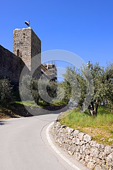 The walls and a tower of the Monteriggioni fortress. photo