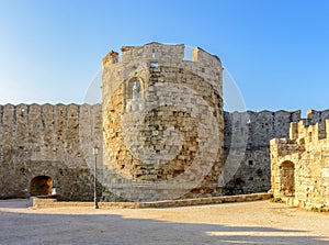 Walls and towers of Rhodes fortress, Dodecanese islands, Greece