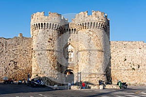 Walls and towers of Rhodes fortress, Dodecanese islands, Greece