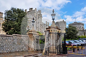 Walls and towers of Windsor Castle, London suburbs, UK